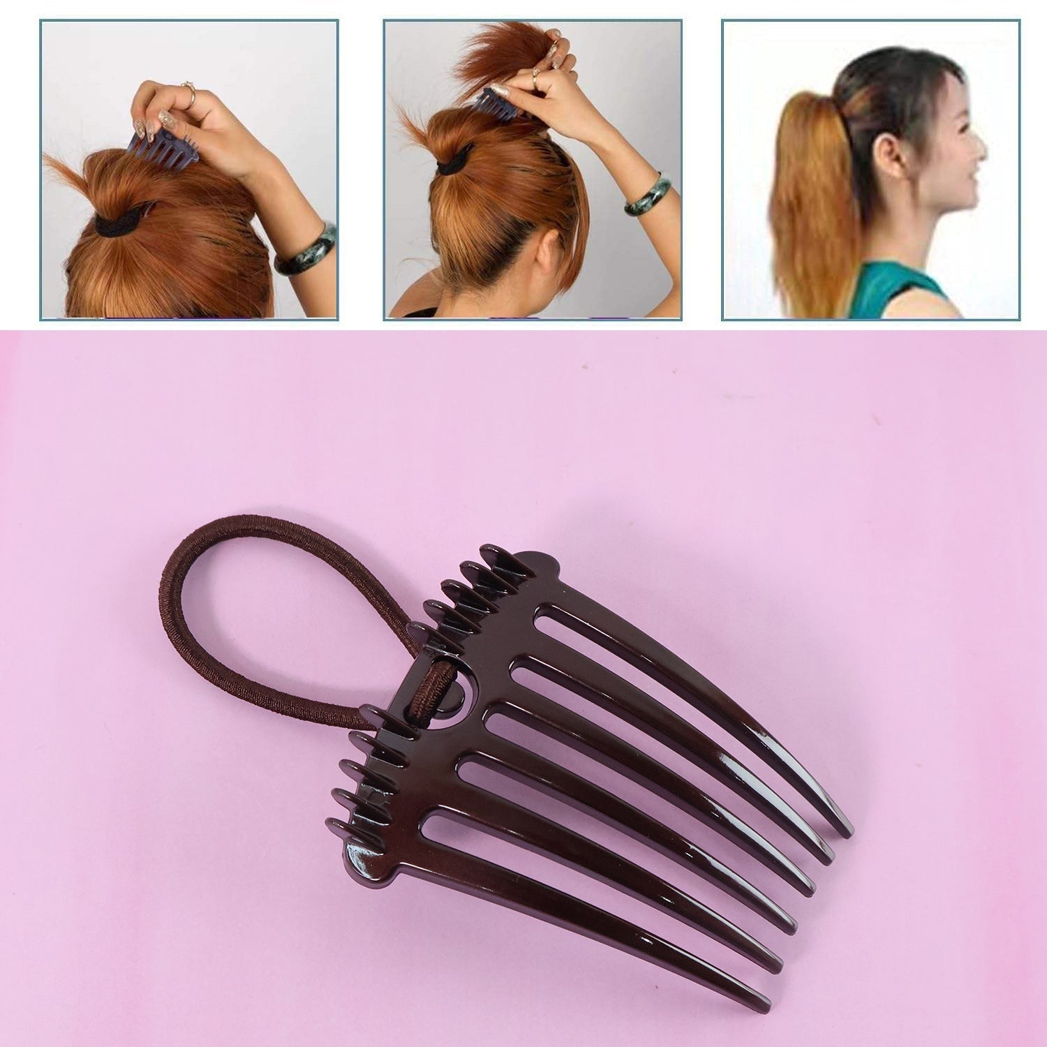 Ponytail Comb with Elastic Loop - (1 Pc) Ponytail Comb with Elastic Loop - (1 Pc)
